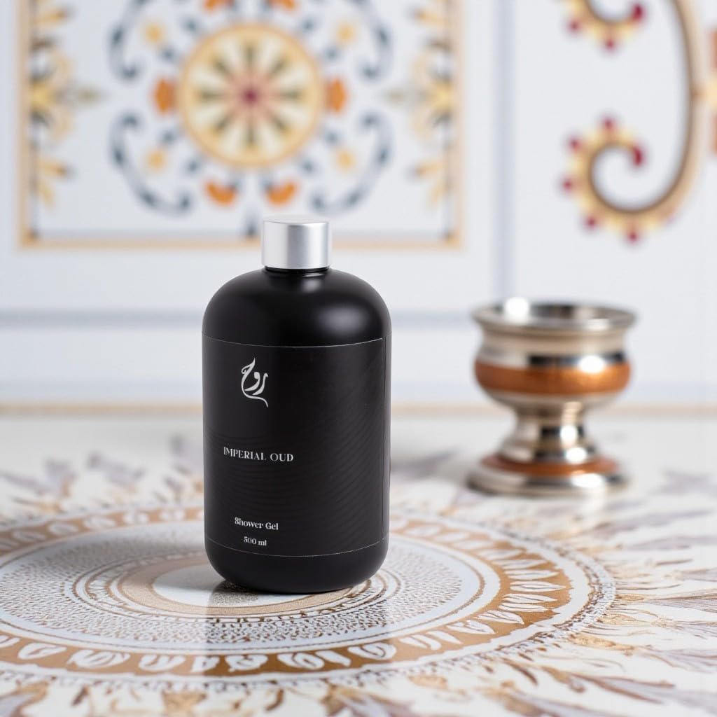 ROUH Imperial Oud Shower Gel – Luxury Body Wash for Men and Women with Long Lasting Arabian Oud, Amber & Musk Fragrance, Moisturising and Refreshing Cleanser for All Skin Types, 500ml