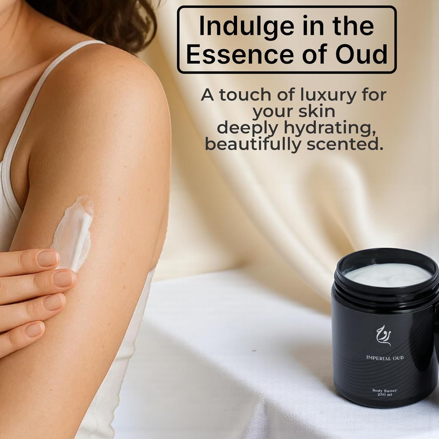 ROUH Imperial Oud Body Butter for Men and Women – Luxurious Moisturiser with Shea Butter and Oud, Musk, and Leather – Hydrating Skincare for Soft, Moisturised Skin – All Skin Types