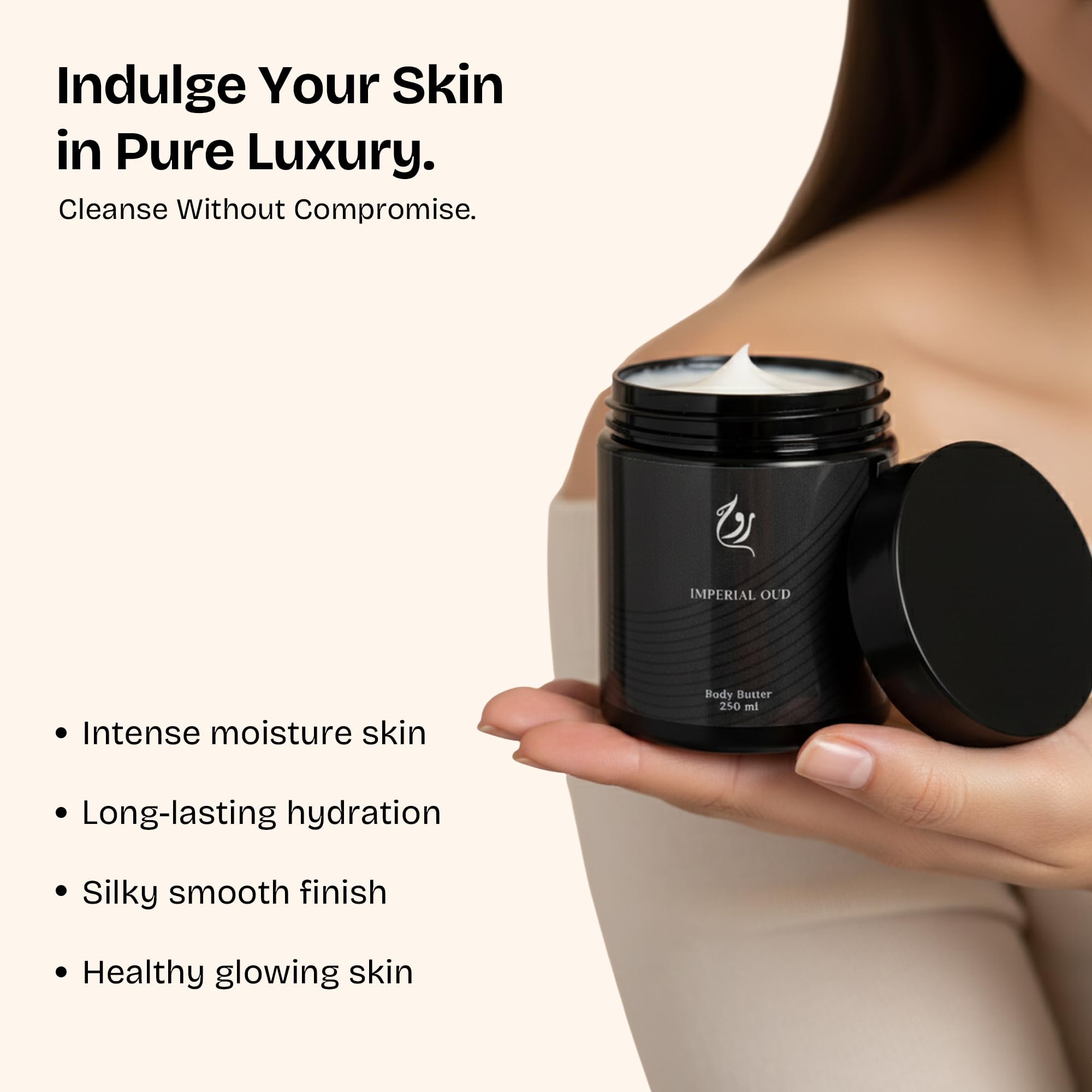 ROUH Imperial Oud Body Butter for Men and Women – Luxurious Moisturiser with Shea Butter and Oud, Musk, and Leather – Hydrating Skincare for Soft, Moisturised Skin – All Skin Types (Imperial Oud)